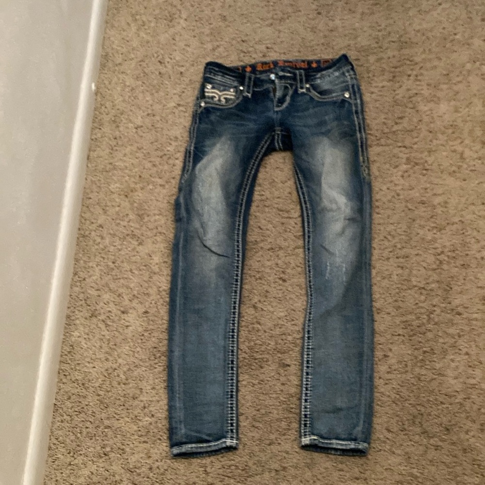 Rock Revival Blue and Orange Denim Jeans